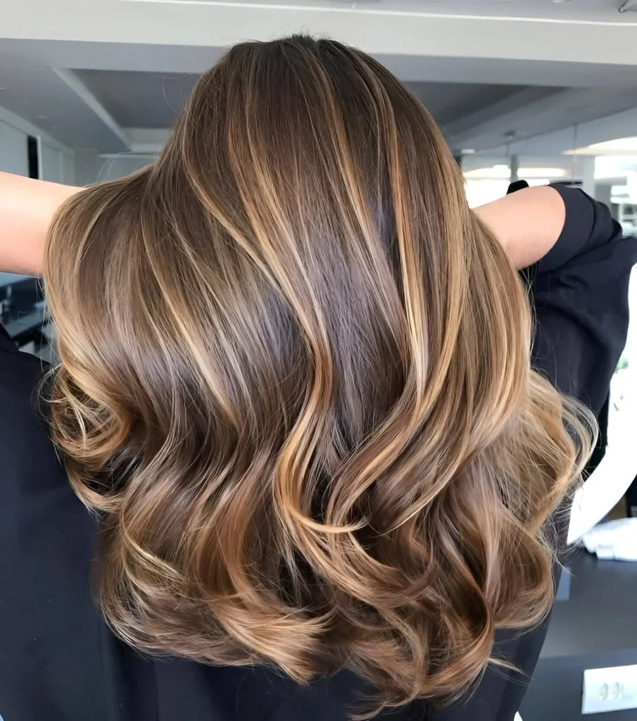 Brown balayage highlights 2025 hair color idea -  hair highlight ideas