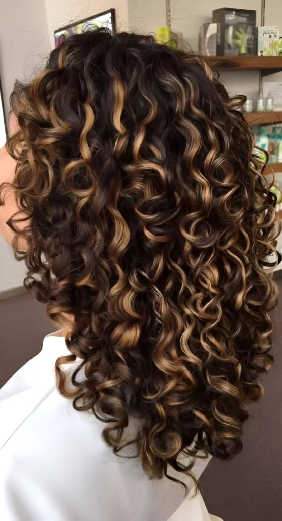 High contrast curly hair highlights 2025 trend