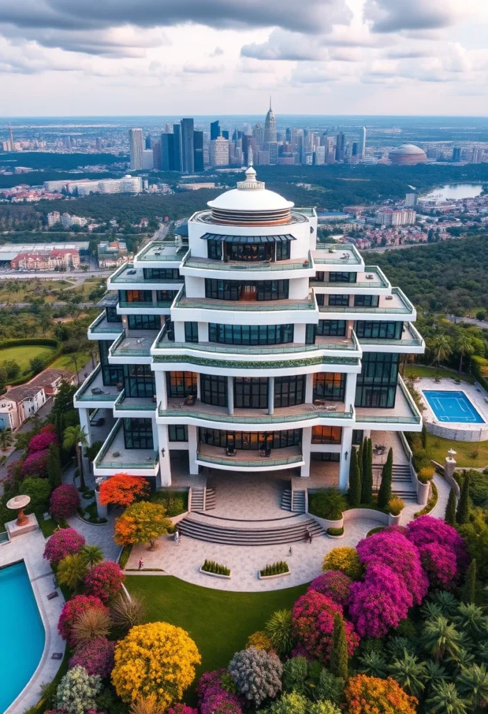 Luxury residential architecture, panoramic views, unique high-end home design