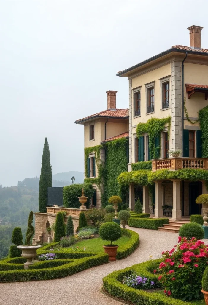 Italian Villa Layered Landscaping Terraces Hillside Garden