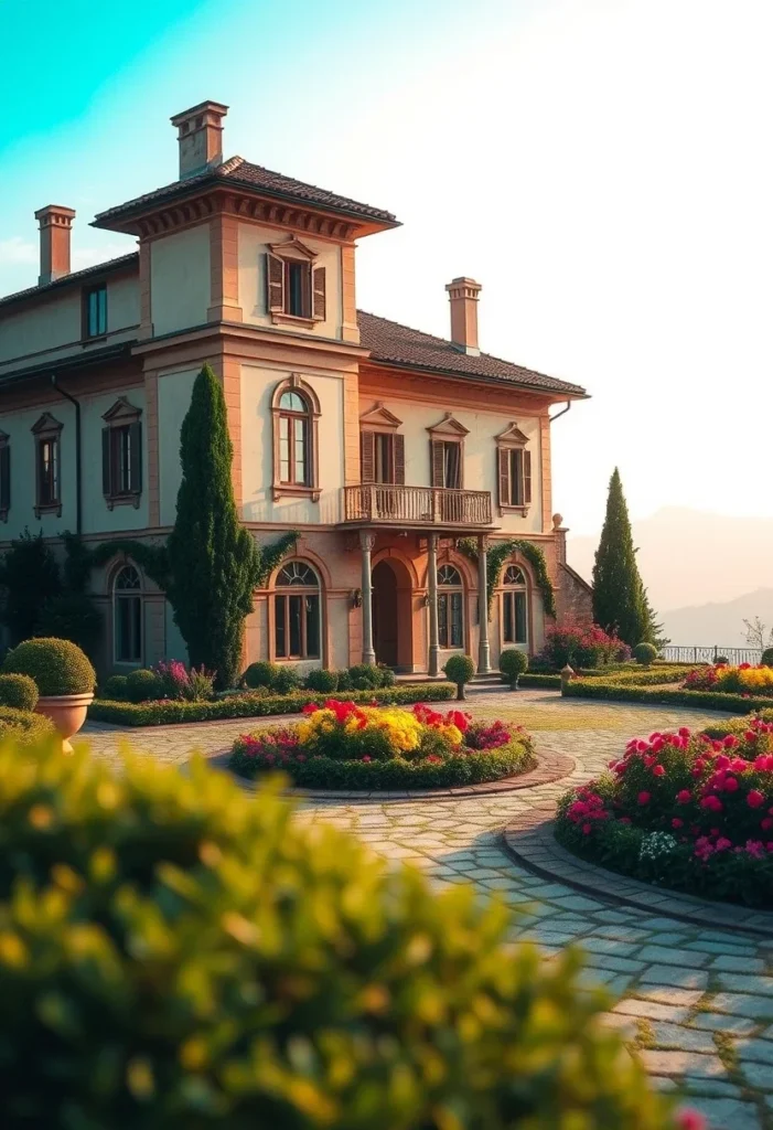 Italian Villa Architectural Details Shutters Facade