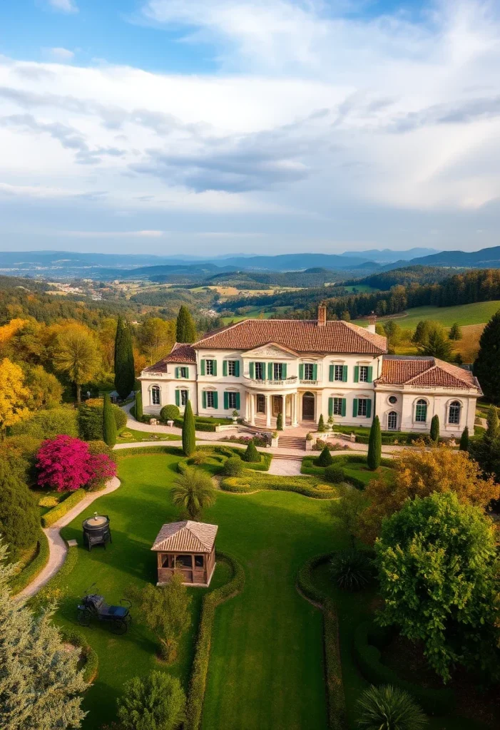 Luxury Italian Villa Terracotta Roof Green Shutters Panoramic View