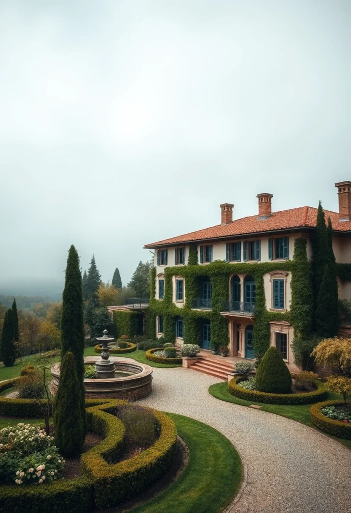 Italian Villa Gravel Driveway Stone Texture Landscape