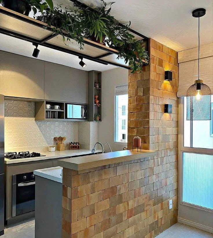 Kitchen bar with exposed brick design