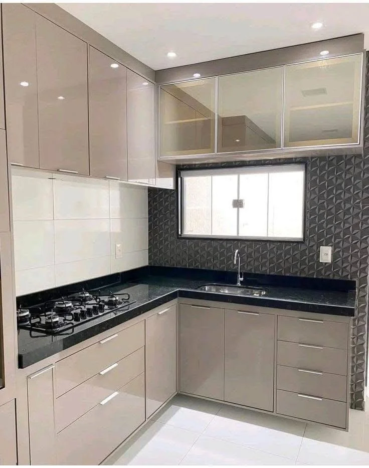 Kitchen with Glass-Front Cabinet Doors