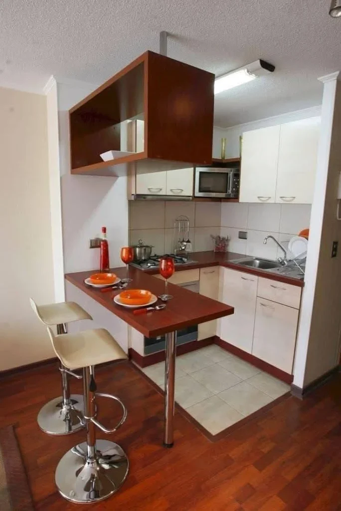 Kitchen with Floating Shelves Above Counter