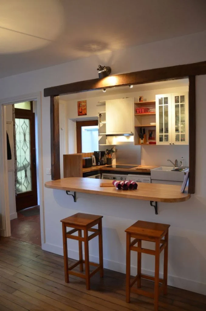 Kitchen Pass-Through Transformed into Breakfast Bar