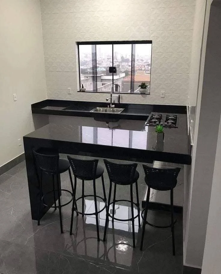 Kitchen with Matching Countertop and Breakfast Bar