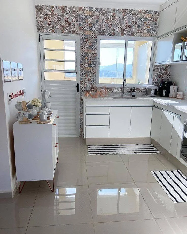 Kitchen with Patterned Accent Wall