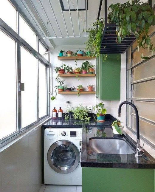 Green Laundry Room Cabinets Nature Inspired