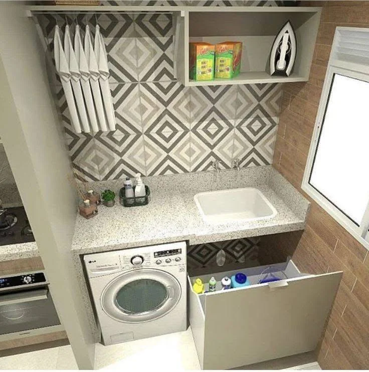 Laundry Room Integrated Drying Rack Ideas