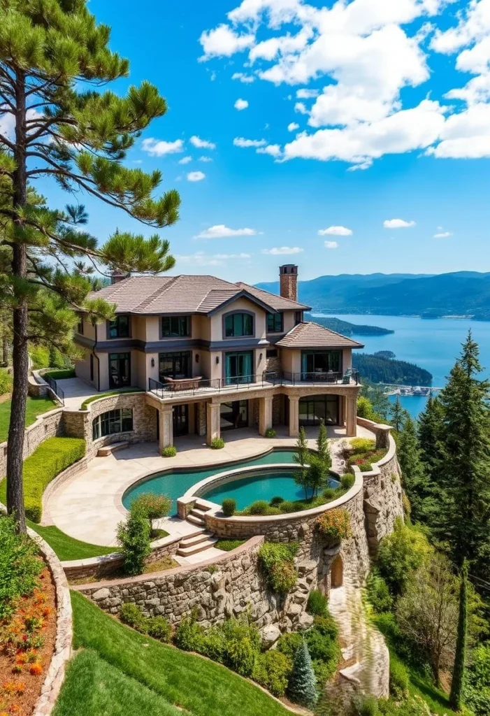 Luxury Mansion with Cliffside Infinity Pool and Stunning Lake Views.