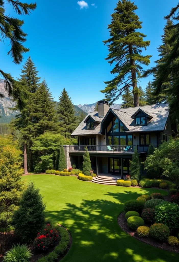 Luxury Mountain Home with Expansive Deck and Forest Views.