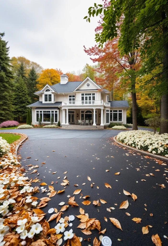 Hamptons Style Luxury Mansion with Welcoming Porch and Beautiful Landscaping.