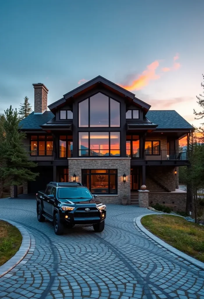 Contemporary Mountain Lodge with Floor-to-Ceiling Windows