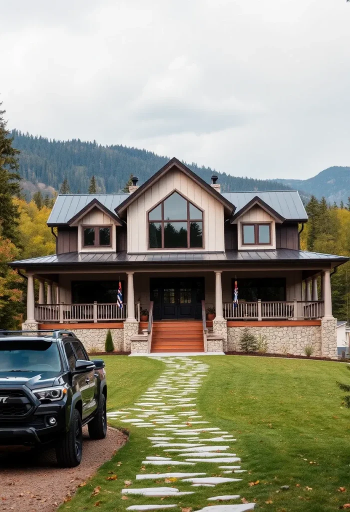 Modern Farmhouse Style Mountain Home with Welcoming Porch modern mountain homes