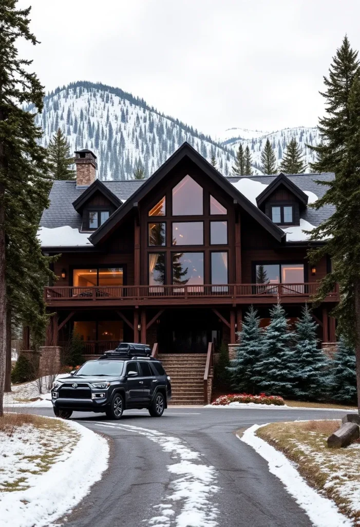 Luxury Mountain Home with Floor-to-Ceiling Windows.