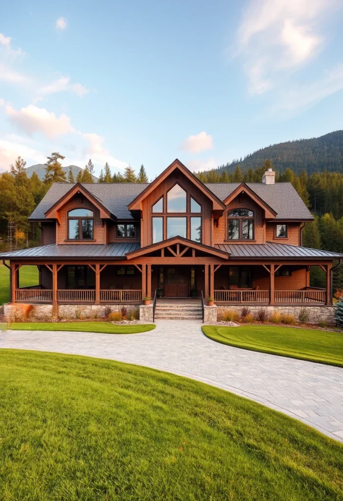 Luxury Mountain Cabin with Log Accents and Large Front Porch