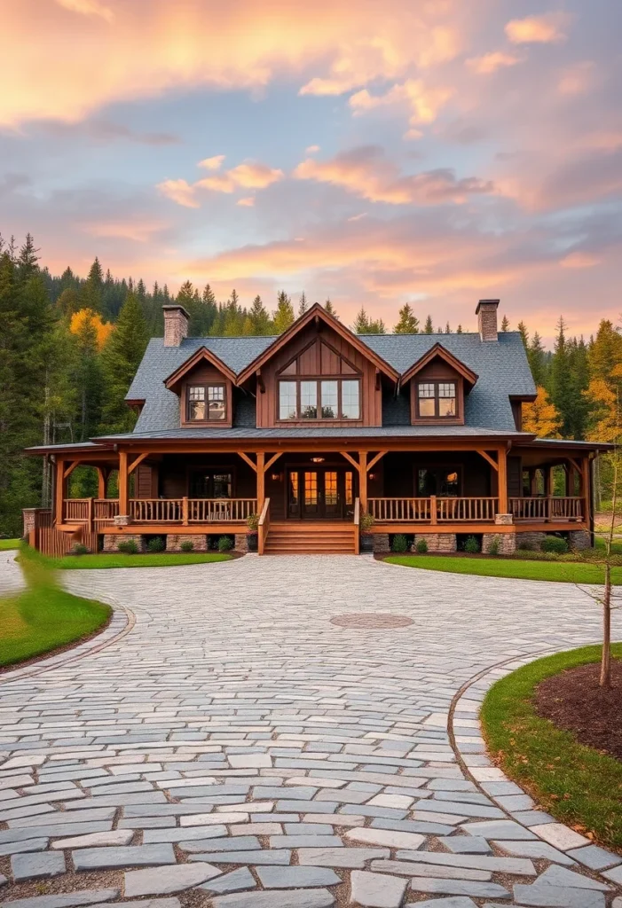 Modern Luxury Mountain Cabin with Large Windows and Wrap-Around Porch