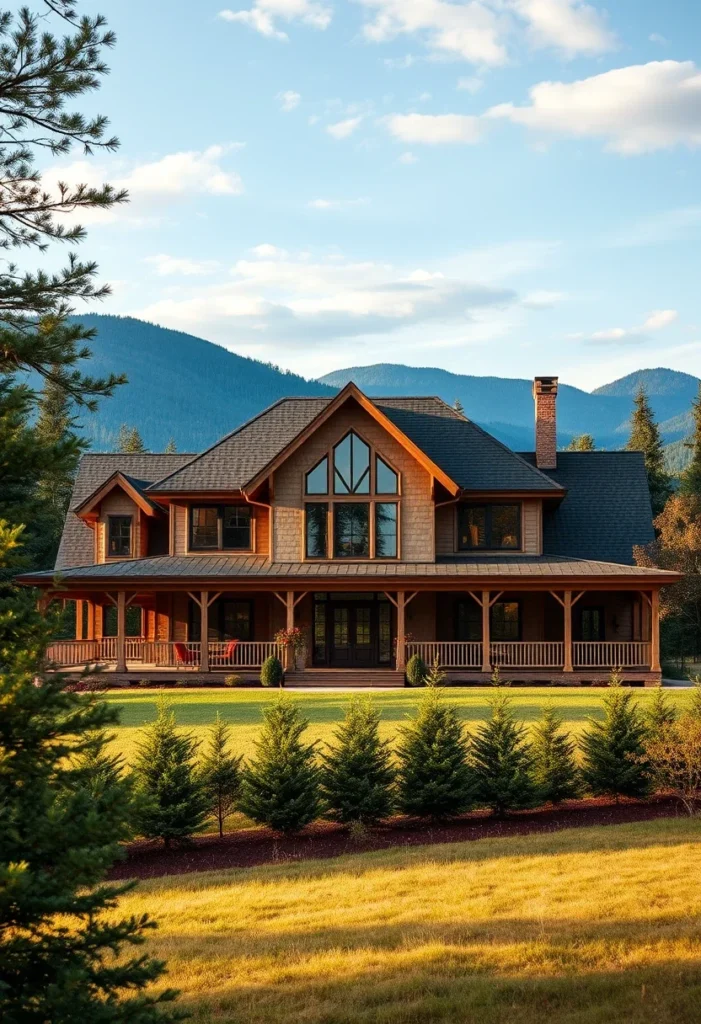 Lodge-Style Luxury Mountain Cabin with Wraparound Porches and Mountain Views