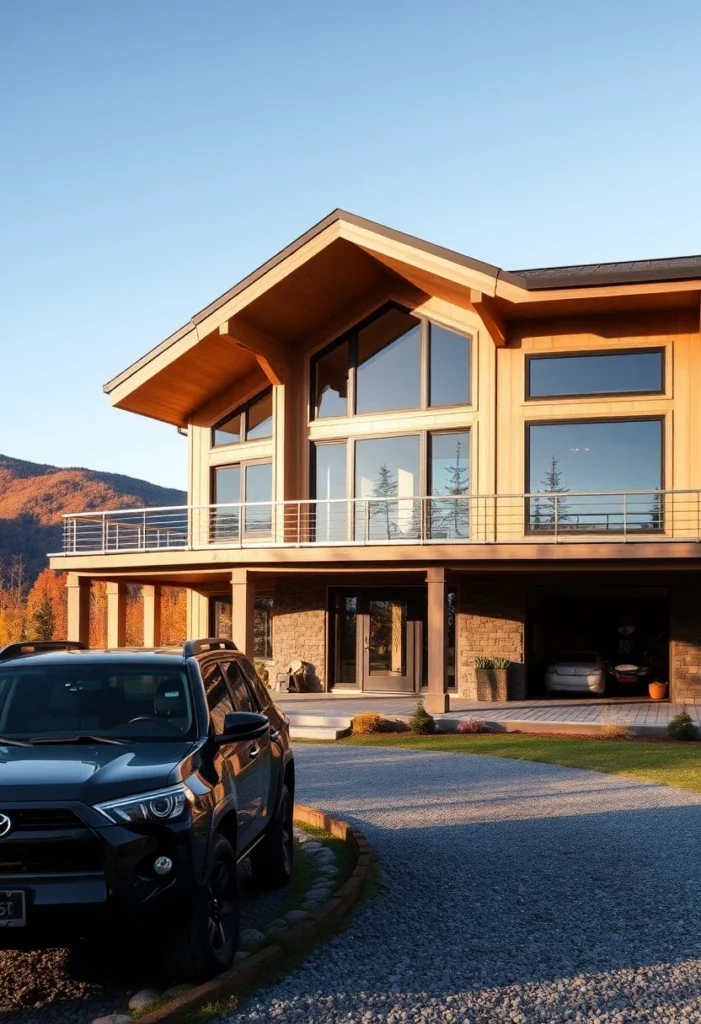 Contemporary Luxury Mountain Cabin with Large Windows and Modern Design