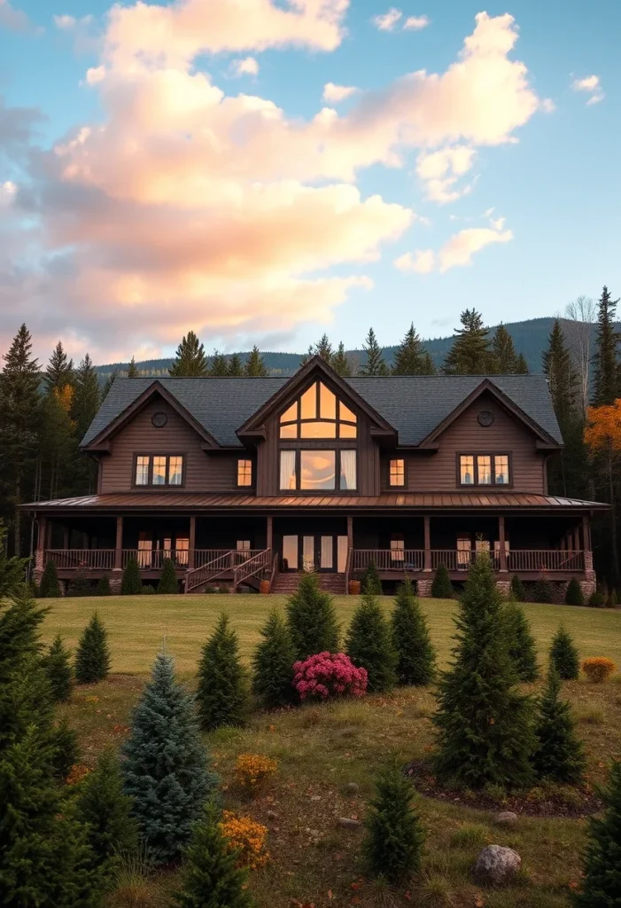 Dark-Toned Luxury Mountain Cabin Blending with Natural Surroundings