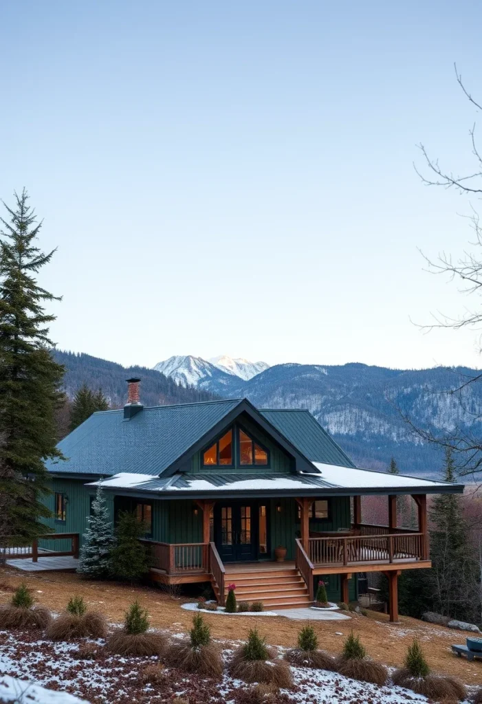 Green Tiny Home, Wood Accents, Large Deck, Dormer Windows, Mountain Cottage