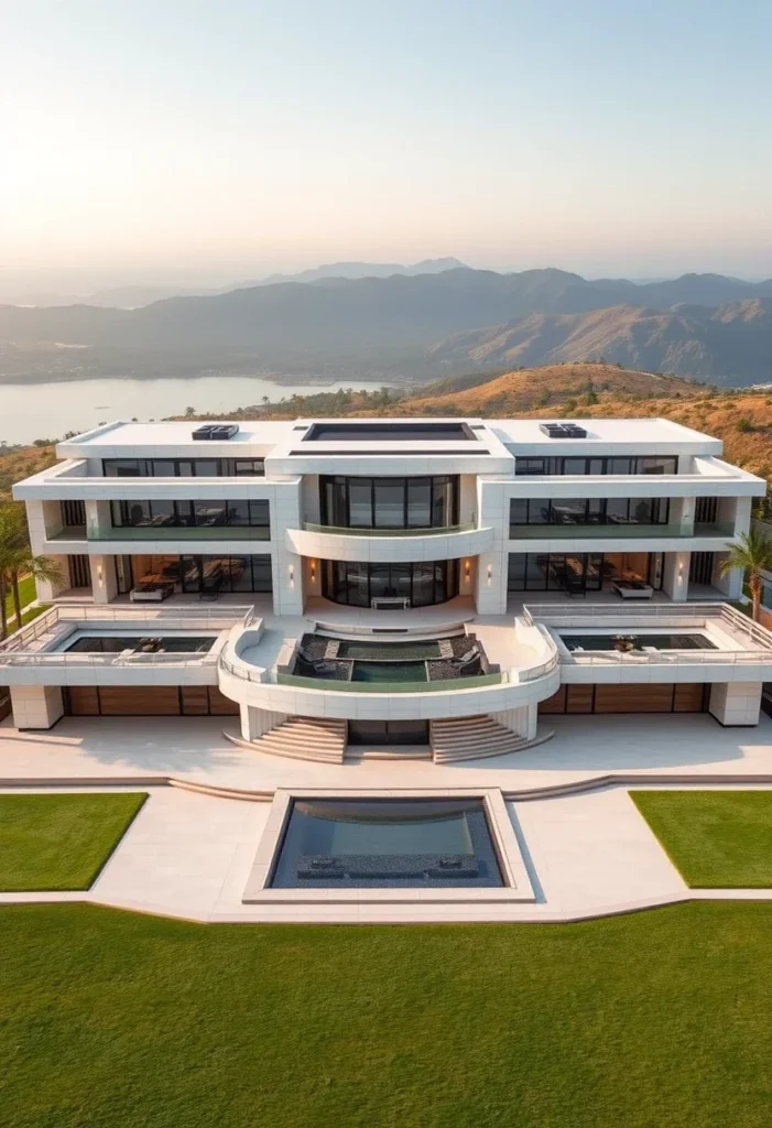 Million-dollar architectural design featuring expansive terraces,