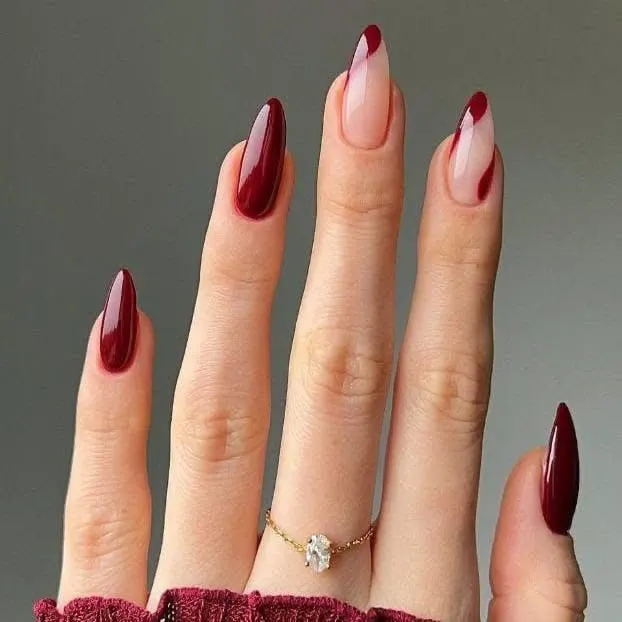 Burgundy French Tip Variation Nail Design