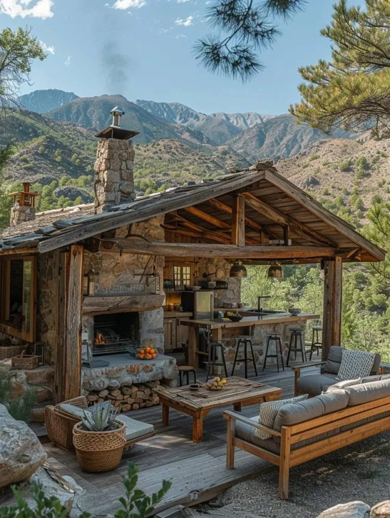 Tiny mountain stone cottage with open-air kitchen and stunning mountain views.Tiny mountain stone cottage with open-air kitchen and stunning mountain views.