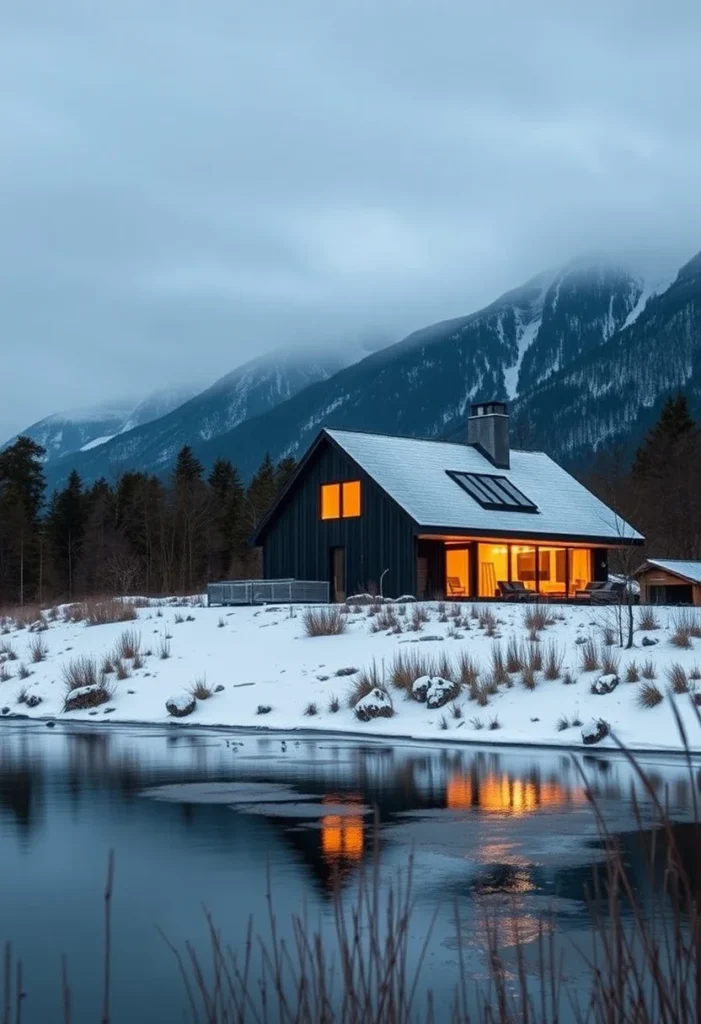 Elemental House Lindsay Selin Winter Landscape Dark Exterior