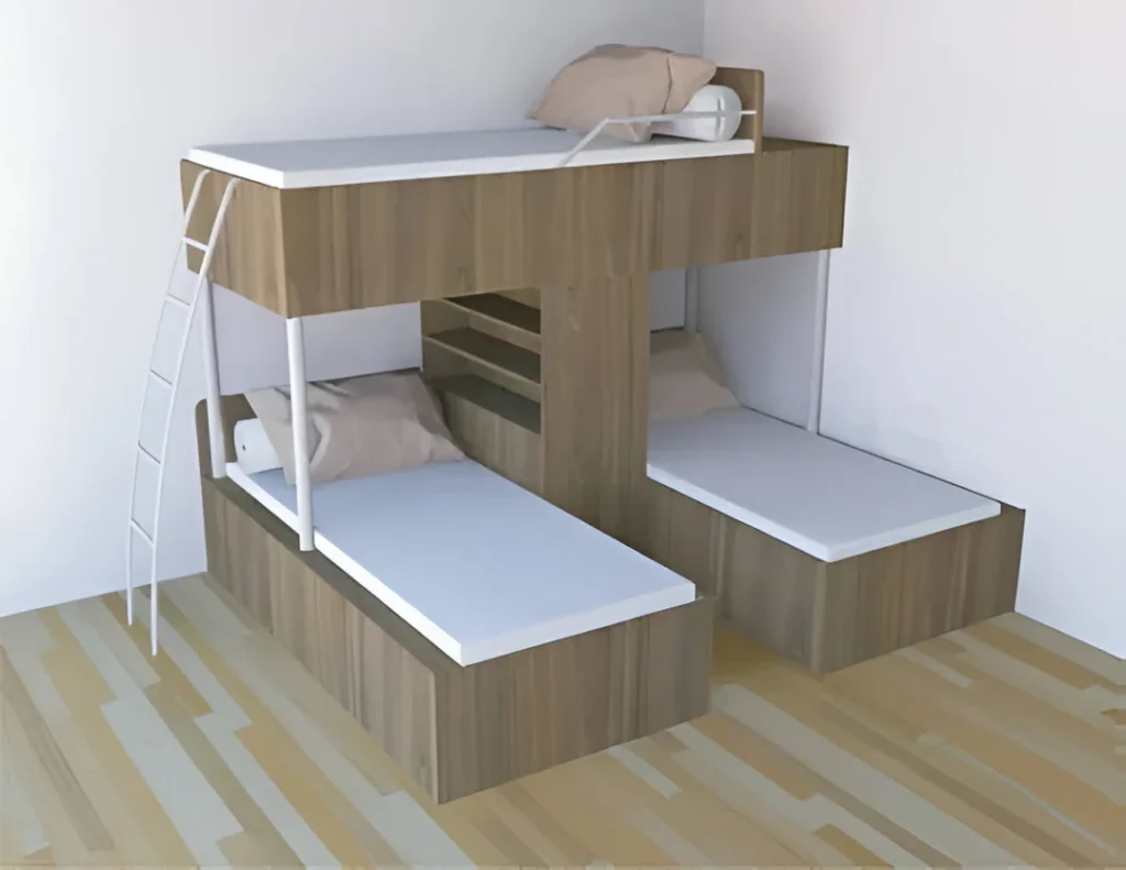 Triple Bunk Bed Shared Bedroom Design