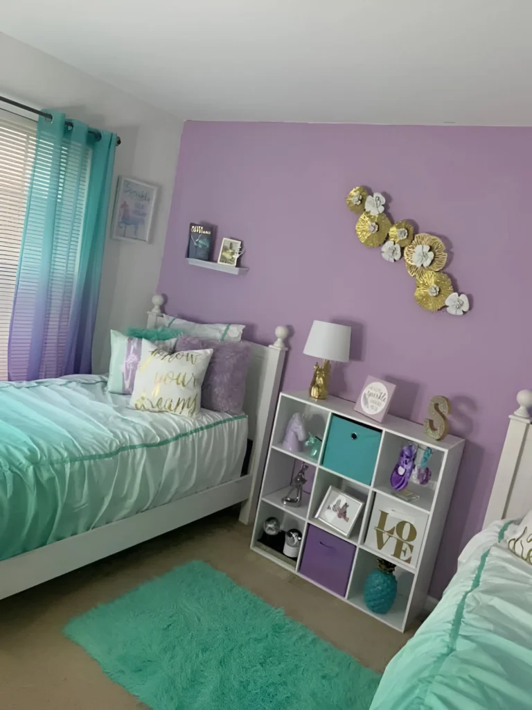 Shared Bedroom in Pastel Lavender and Aqua