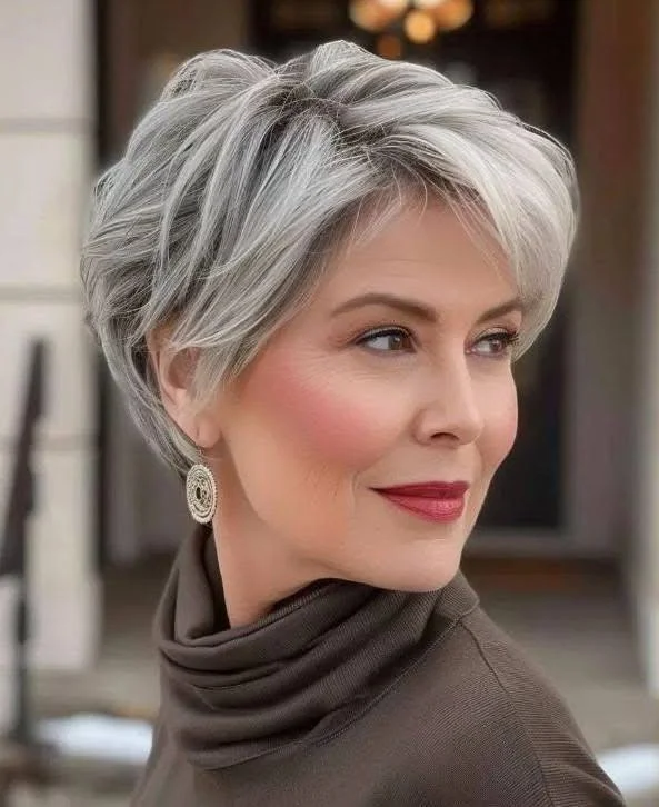 Silver pixie bob, a stylish and sophisticated short haircut for 2025.