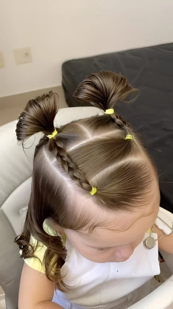 Unique and simple hairstyles for little girls; triple ponytails.