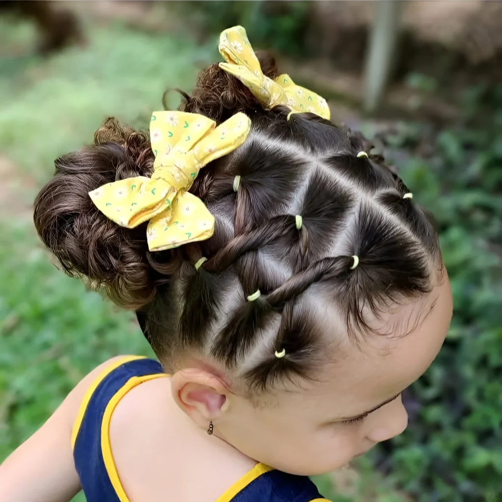 Adorable and simple hairstyles for little girls; criss-cross buns.