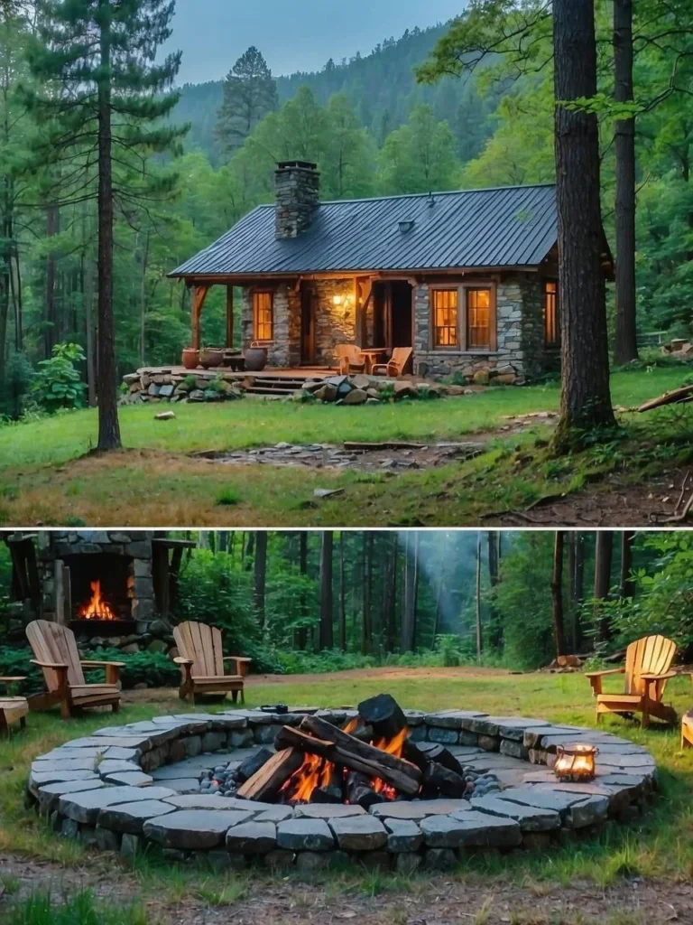 Rustic Stone Cottage with Outdoor Fire Pit