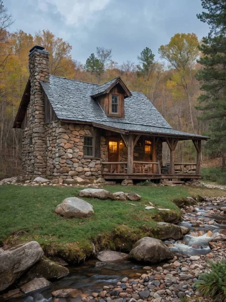 Rustic Stone Cottage Beside a Stream