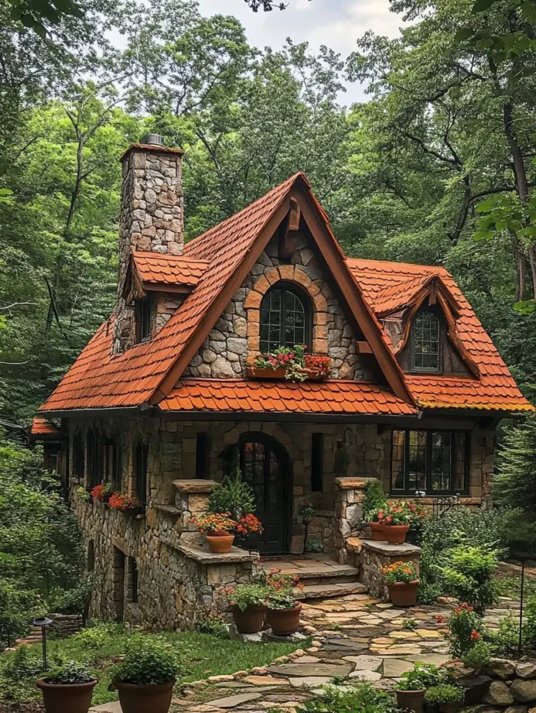 Stone Cottage with Red Tile Roof