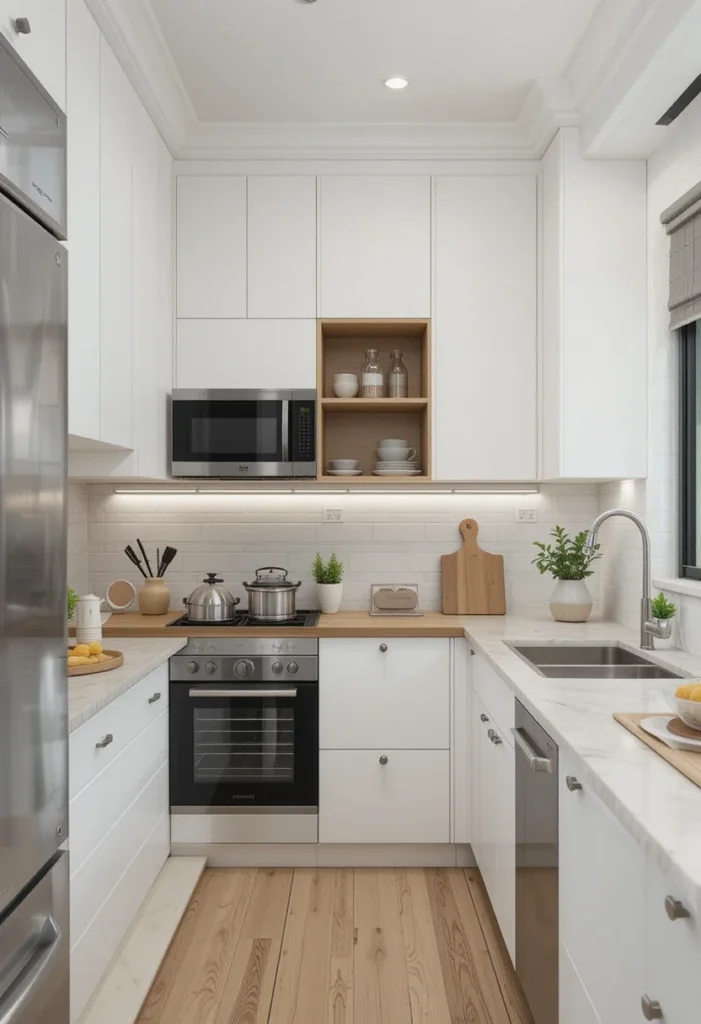 Small modern all-white kitchen