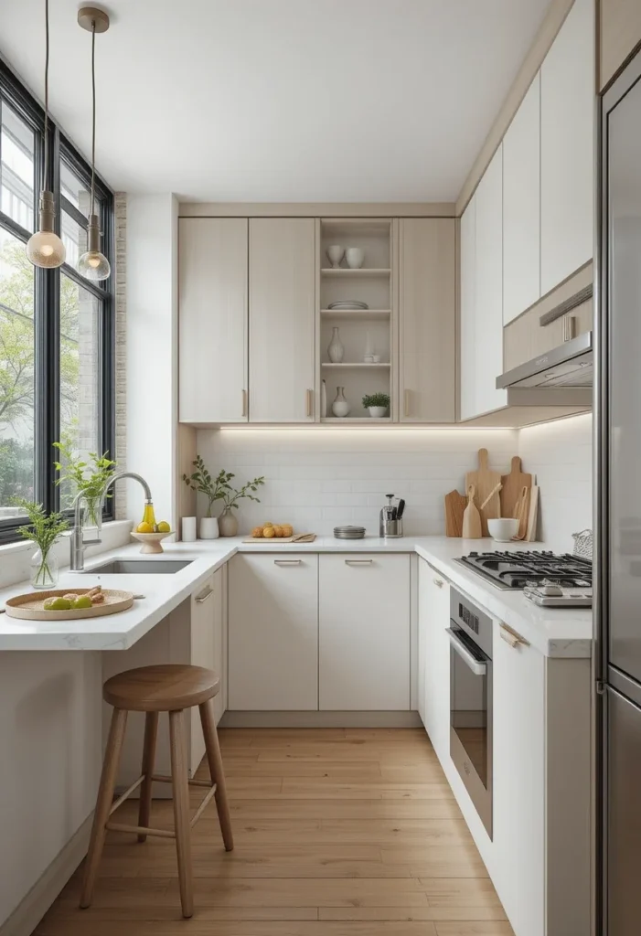 Modern small kitchen with breakfast bar