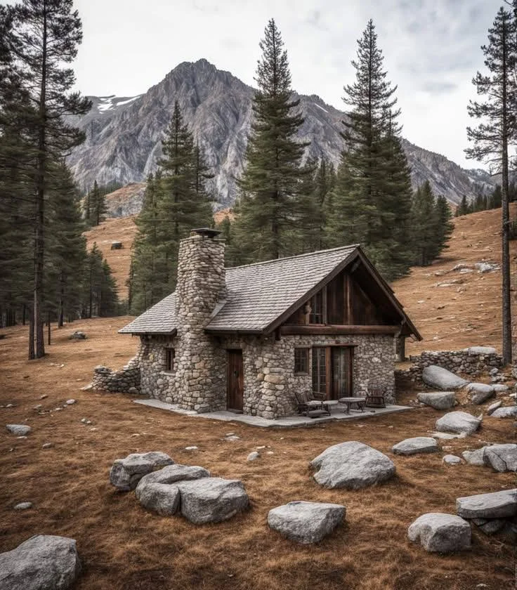 Rustic Stone Cottage with Mountain View - Cozy Retreat Design