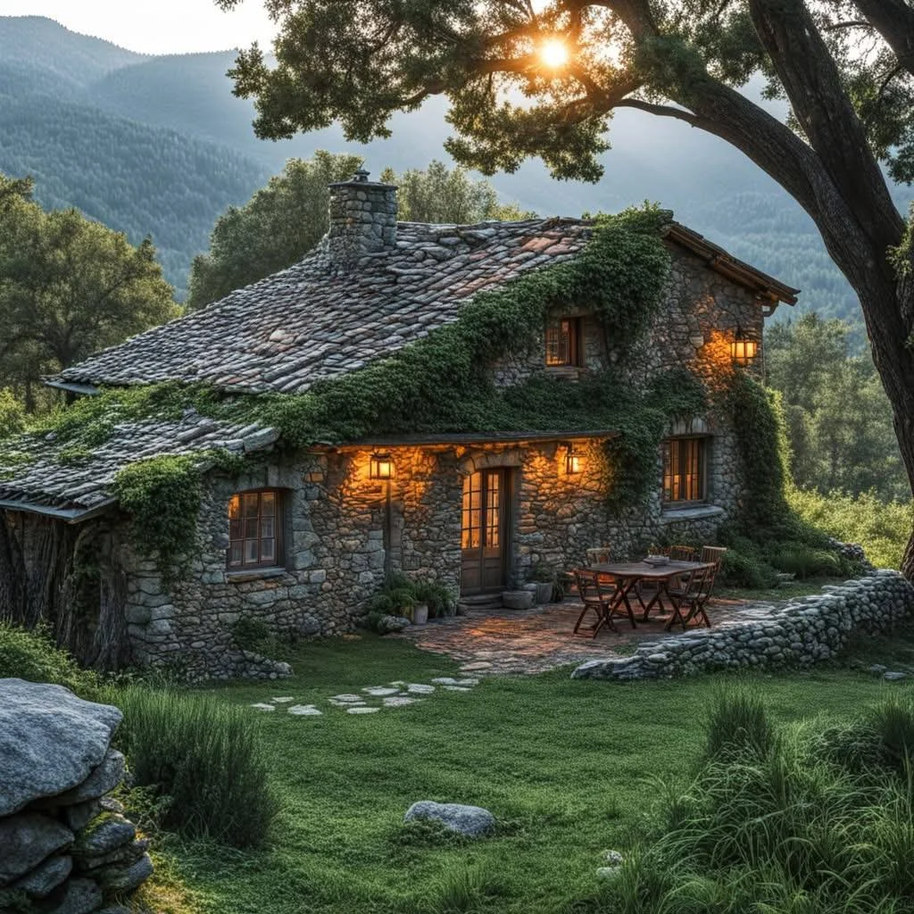 Stone Cottage with Large Porch - Cozy and Beautiful Retreat Style