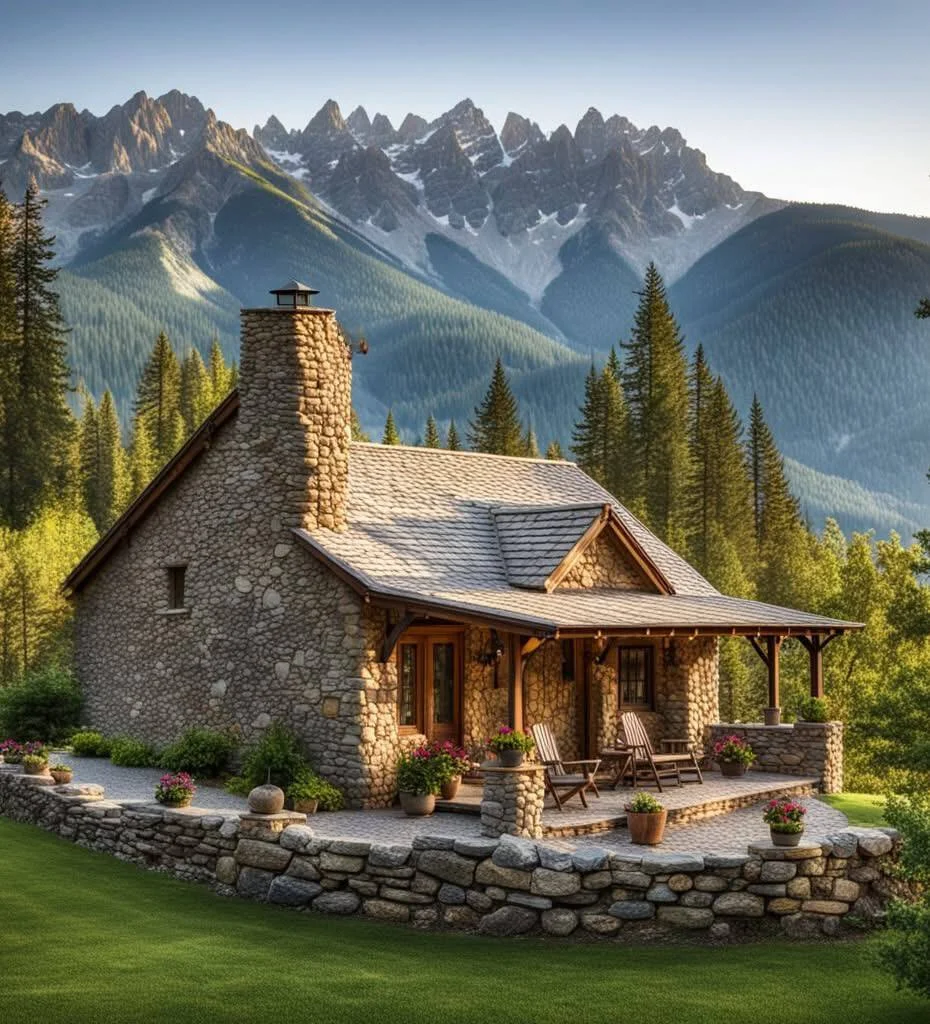 Stone Cottage with Mountain Backdrop - Beautiful Cozy Retreat