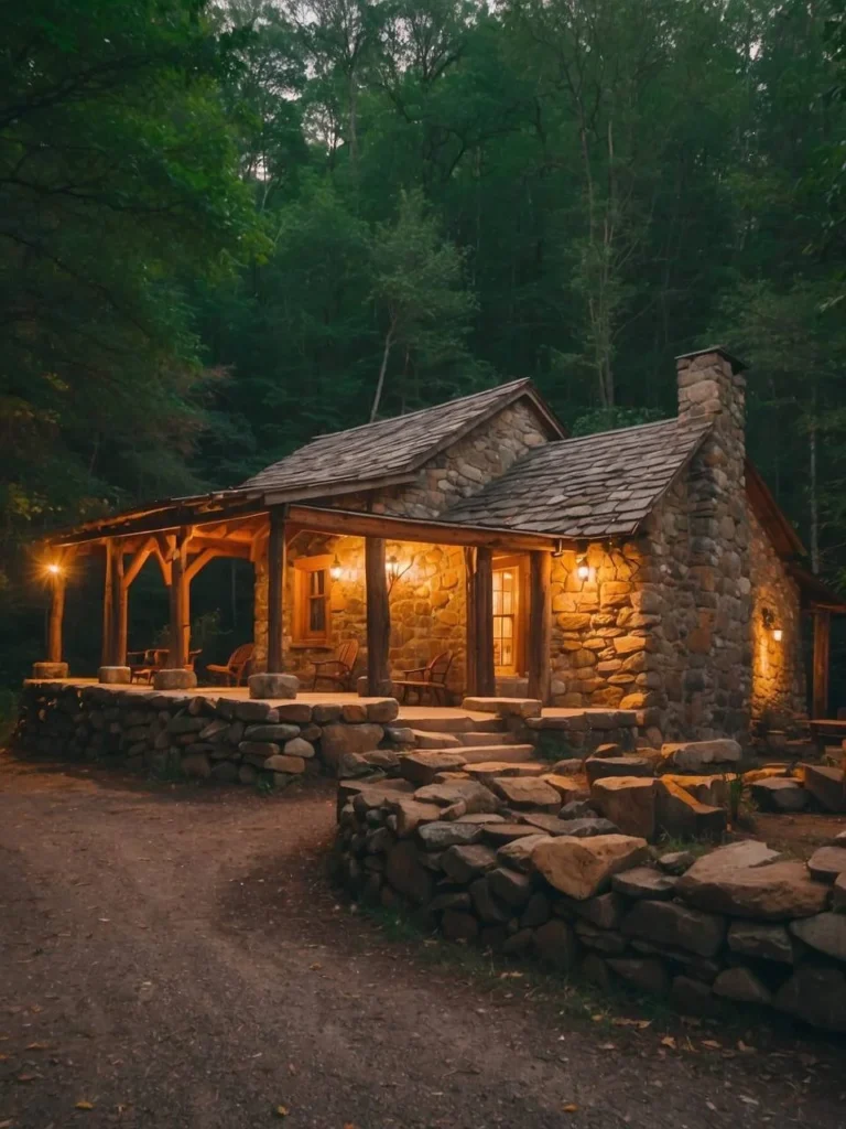 Stone Cottage with Large Porch - Cozy and Beautiful Retreat Style