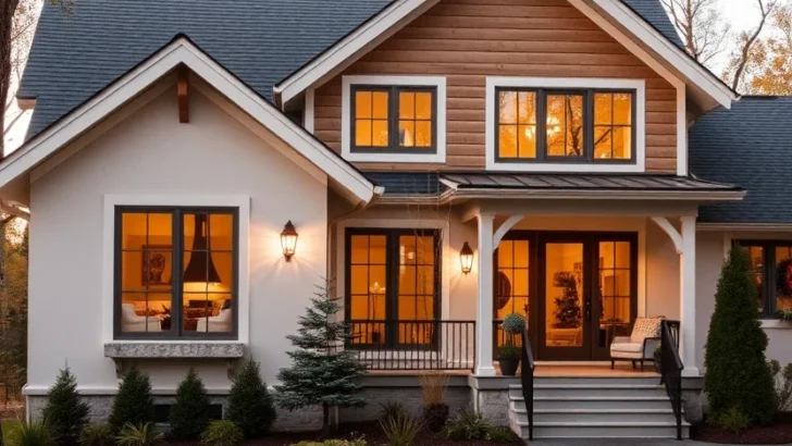 Two-Story Modern Farmhouse with Stucco and Wood Siding