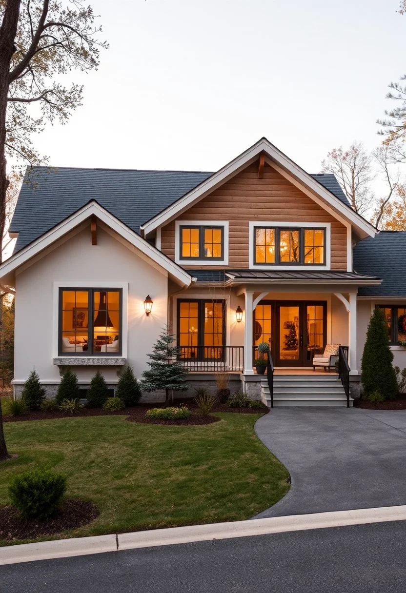 Two-Story Modern Farmhouse with Stucco and Wood Siding