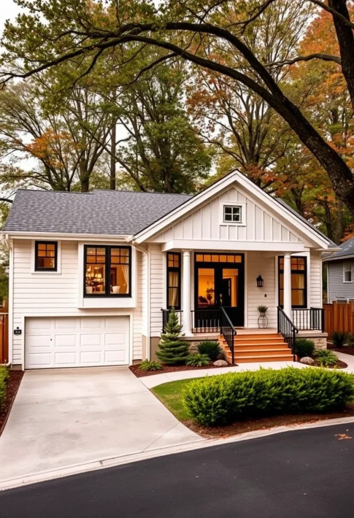 White Modern Cottage with Covered Porch