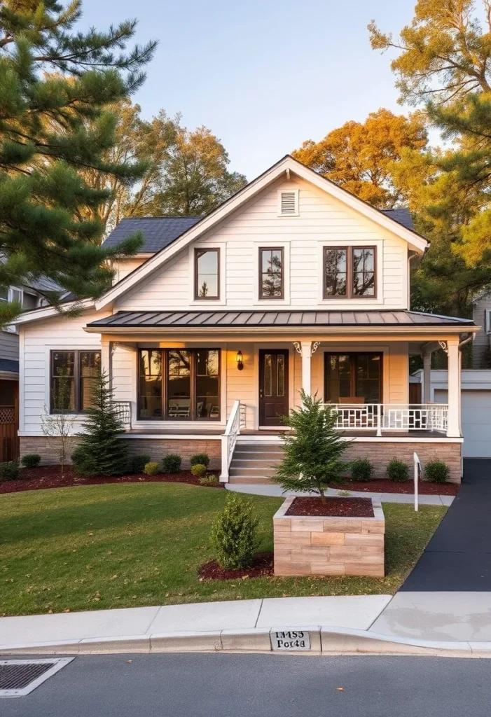 White Modern Farmhouse with Wrap-Around Porch