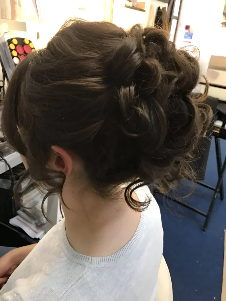 Upcycled Christmas hairstyle voluminous curly updo